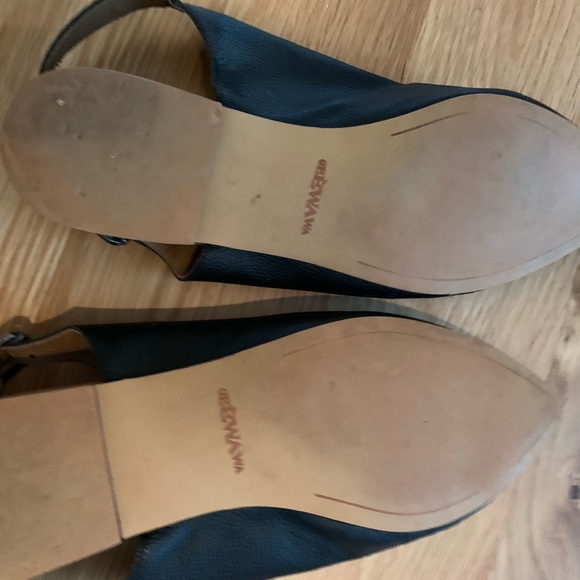 Anthropologie Black leather open back flats 9.5 - Picture 3 of 4